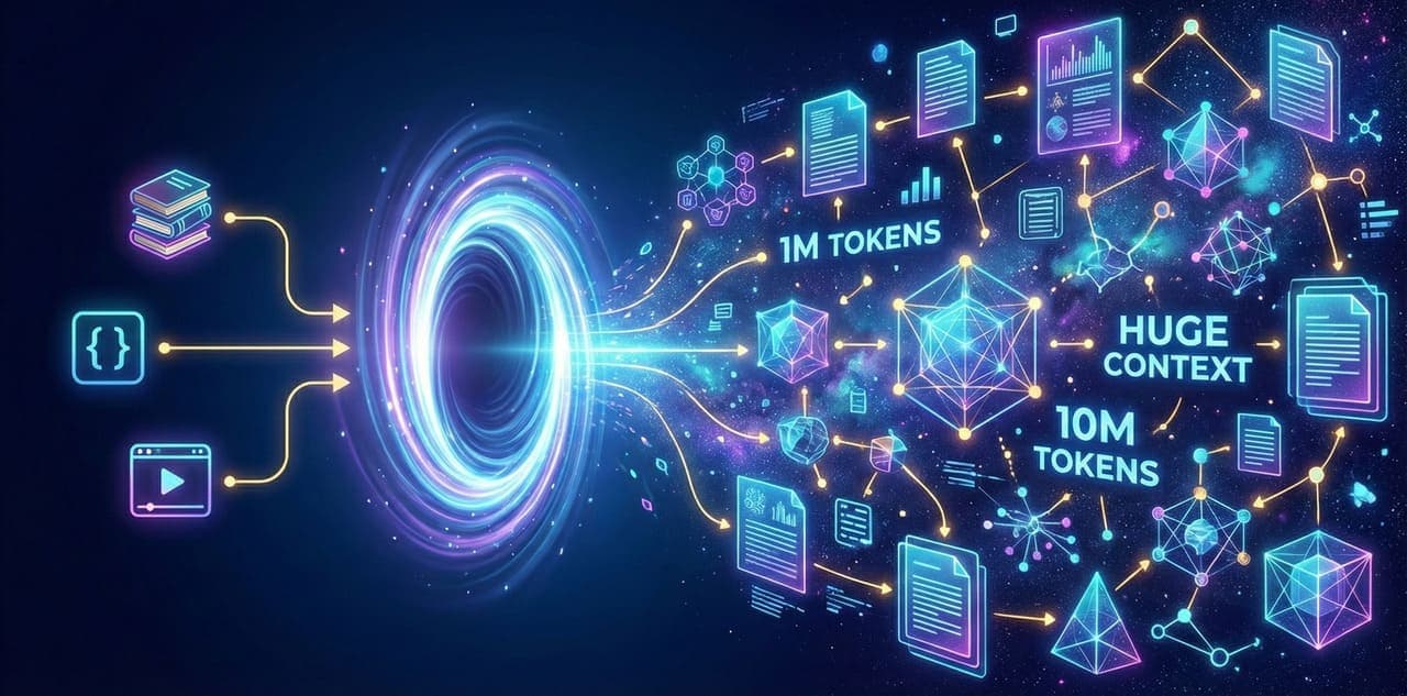 מהפכת חלונות ההקשר ב-AI: קלט של ספרים וקוד הופך למידע מעובד בקנה מידה של מיליוני טוקנים.