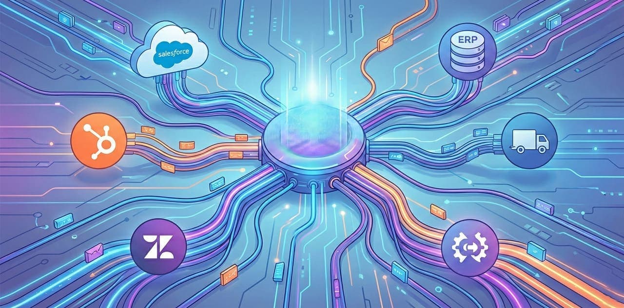 אינטגרציה בין סוכן AI למערכת CRM עם זרימת נתונים