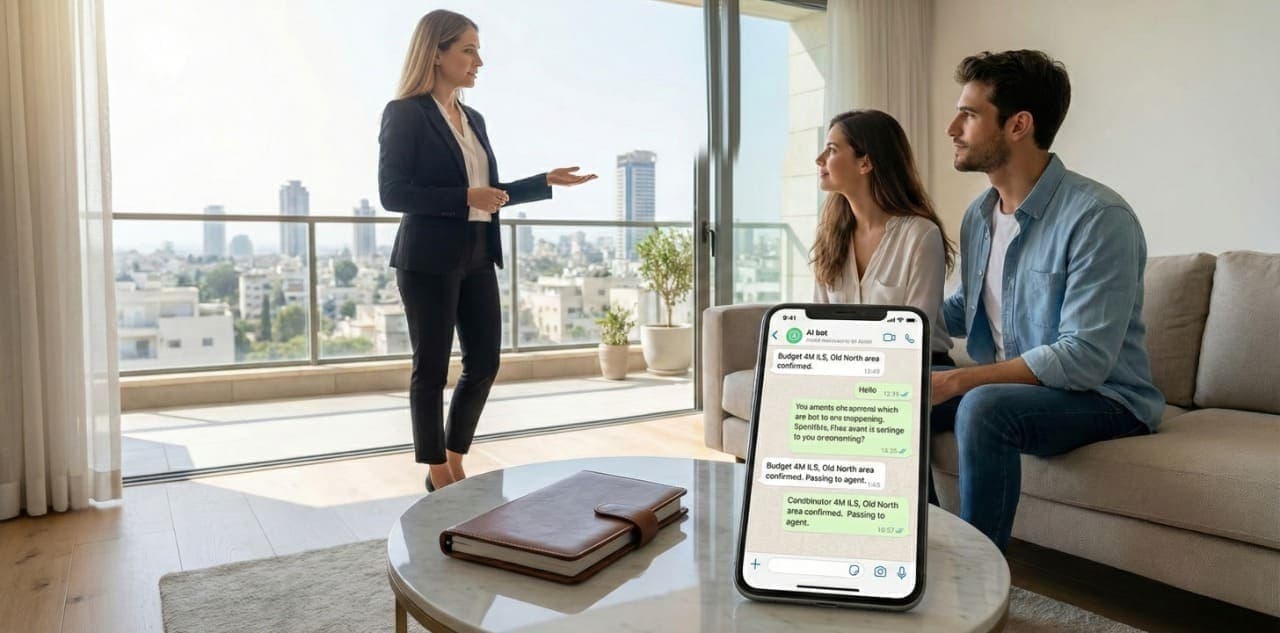 בוט לידים AI לסוכני נדל"ן עם תיאום פגישות אוטומטי