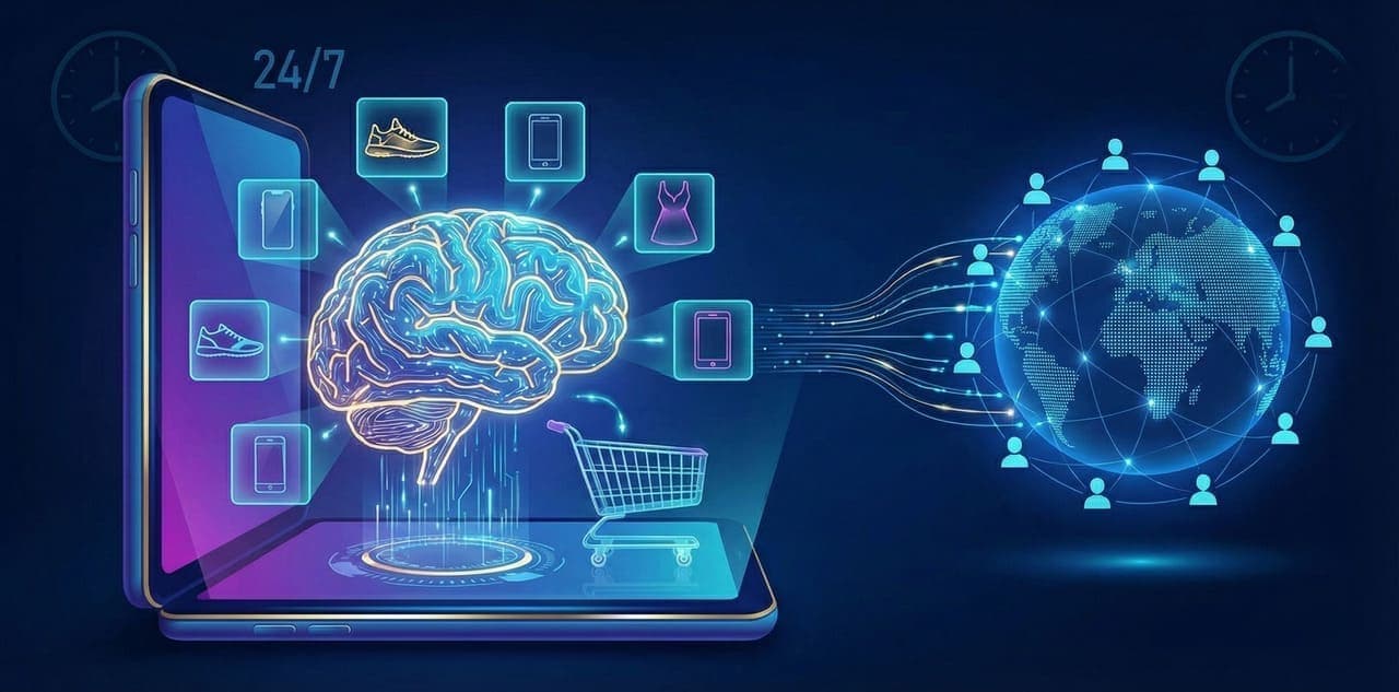 בוט מכירות AI באתר חנות מציג מוצרים וסוגר עסקאות