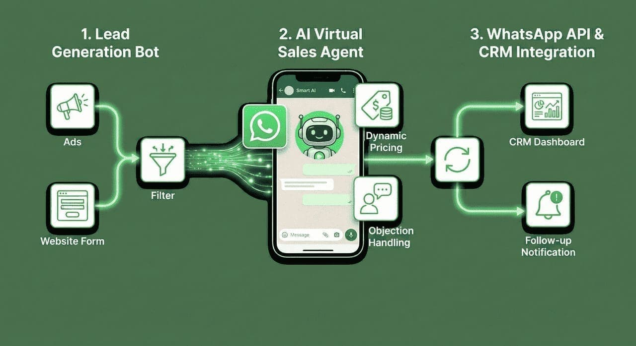 ארכיטקטורת אוטומציה למכירות בוואטסאפ - Whale Group