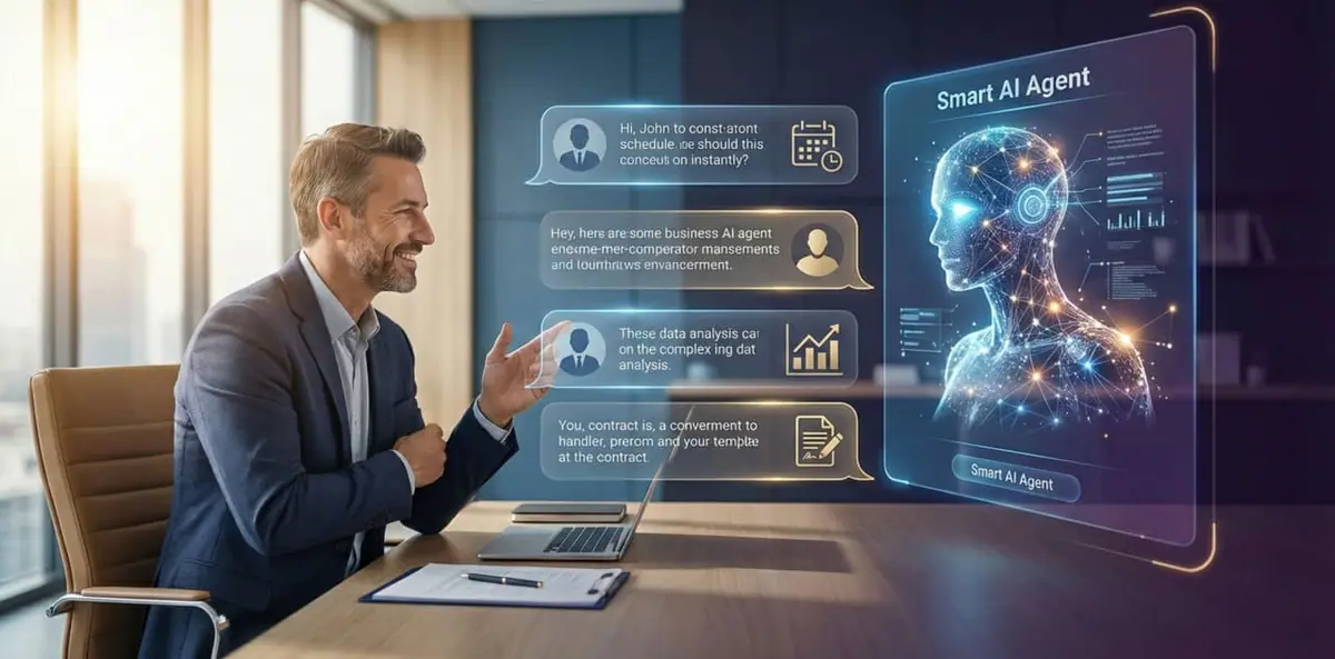 Smart AI agent in a conversational interface with a business customer
