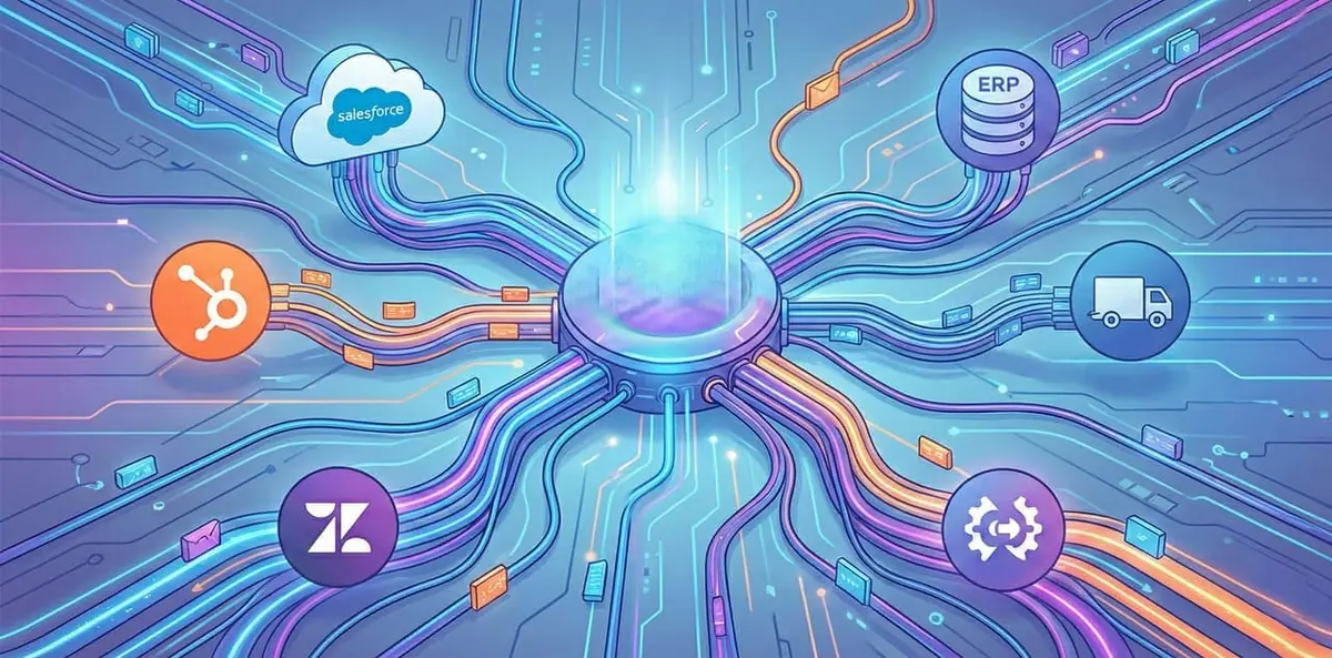 אינטגרציה בין סוכן AI למערכת CRM עם זרימת נתונים