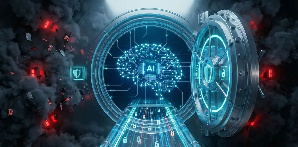 Data security diagram in AI systems with protection layers