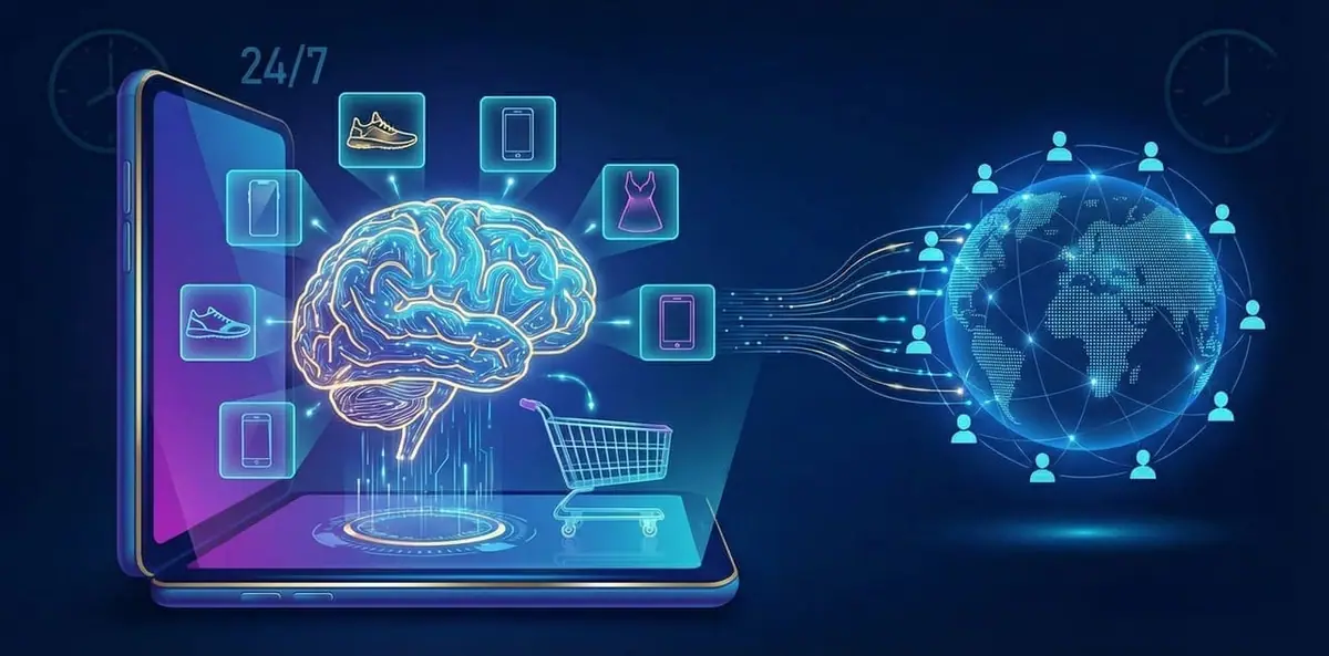 בוט מכירות AI באתר חנות מציג מוצרים וסוגר עסקאות