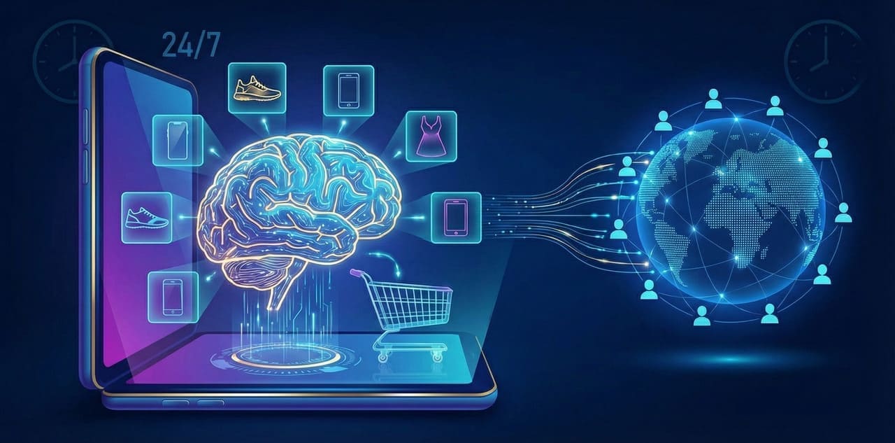 בוט מכירות AI באתר חנות מציג מוצרים וסוגר עסקאות