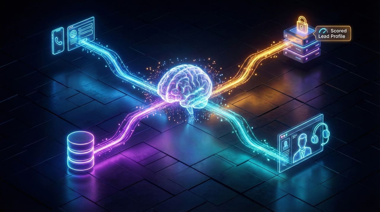 תהליך עבודה של אוטומציה ללידים עם סוכני AI וחיבור ל-CRM