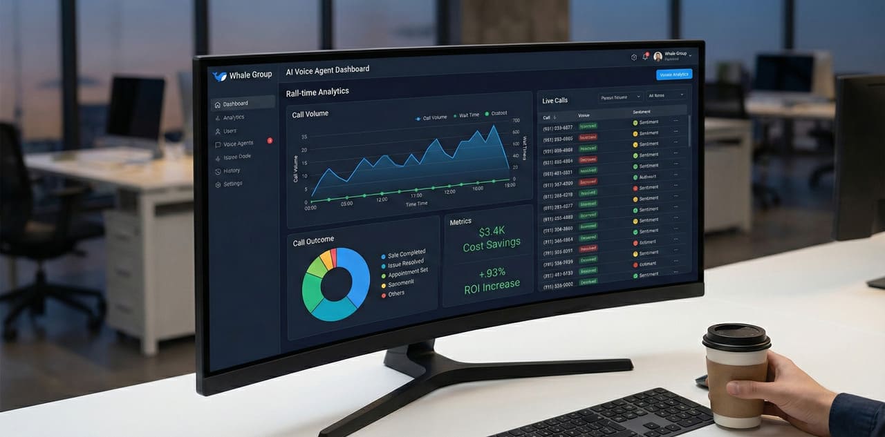 דשבורד ניהול סוכן AI טלפוני עם סטטיסטיקות שיחות