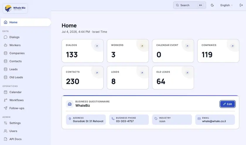 WhaleBiz Interface - AI Agent Platform