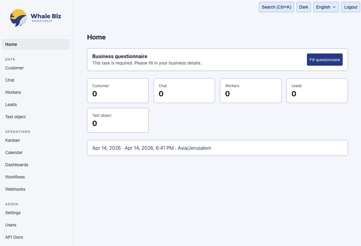 Интерфейс WhaleBiz — AI-Native CRM